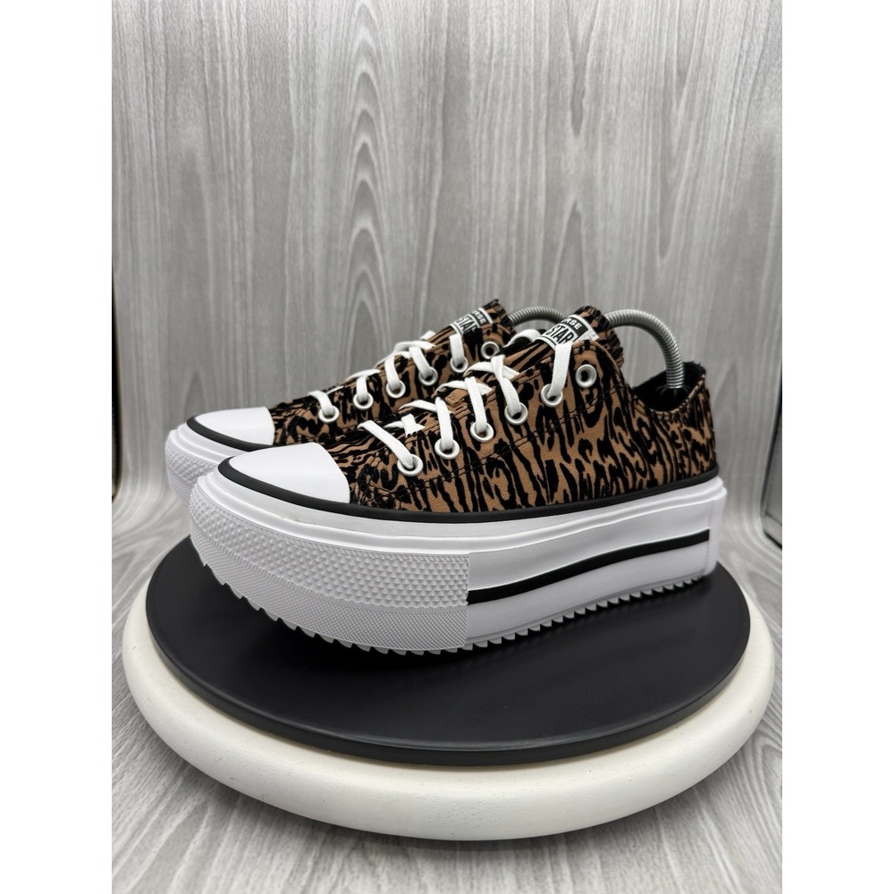 Converse‎ Double Stack All Star Lift Womens Size 11 Platform Leopard Print Shoes